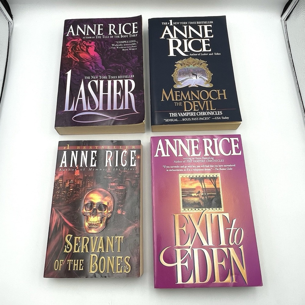 Vintage 1990s Anne Rice Paperback Lot 4 Lasher Memnoch Servant Exit To Eden